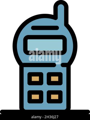 Walkie talkie icon. Outline walkie talkie vector icon color flat isolated Stock Vector