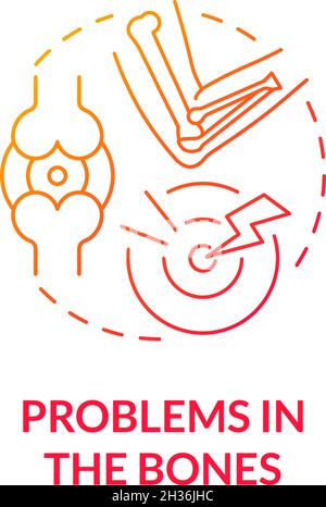 Problems with bones gradient red concept icon Stock Vector