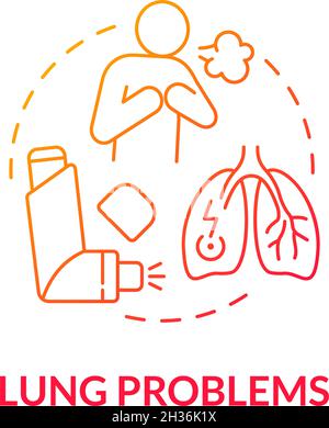 Lung problems gradient red concept icon Stock Vector