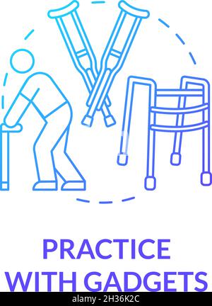 Practice with gadgets graident blue concept icon Stock Vector