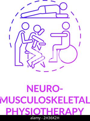 Neuro musculoskeletal physiotherapy gradient purple concept icon Stock Vector