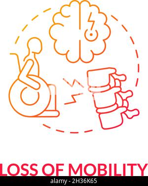 Loss of mobility gradient red concept icon Stock Vector