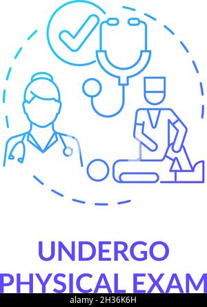 Undergo physical exam graident blue concept icon Stock Vector