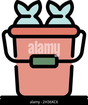 Baited fishes icon. Outline baited fishes vector icon color flat isolated Stock Vector