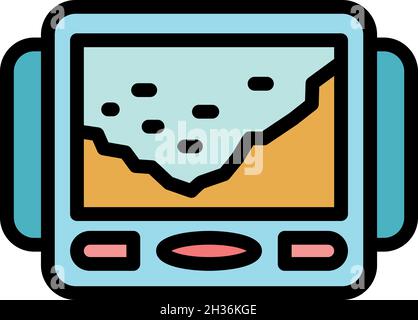 Fish finder icon. Outline fish finder vector icon color flat isolated Stock Vector