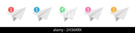Colored airplane vector icon set Travel, route symbol Stock Vector