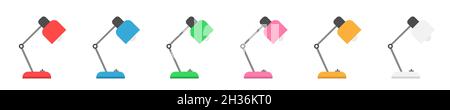 Colored lamp vector icon set interior design Stock Vector