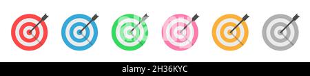 Colored target sign in multi color style vector icon set Stock Vector