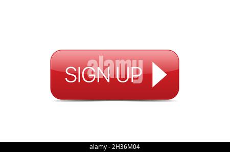 Sign up red button vector illustration for web Stock Vector