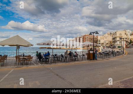 MARSALFORN, MALTA - NOVEMBER 8, 2017: Waterfront of Marsalforn on Gozo island, Malta Stock Photo