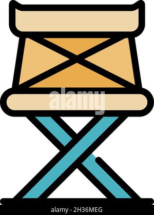 Folding outdoor chair icon. Outline folding outdoor chair vector icon color flat isolated Stock Vector