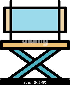 Chair for camping icon. Outline chair for camping vector icon thin line color flat isolated Stock Vector