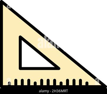 Triangle ruler icon. Outline triangle ruler vector icon color flat isolated Stock Vector