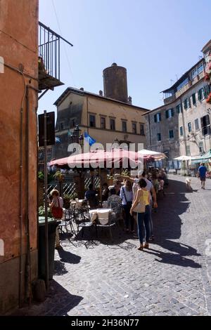 Foreshortening, Corso Vittorio Emanuele street, View Palazzo Ruspoli Nemi, Lazio, Italy, Europe Stock Photo