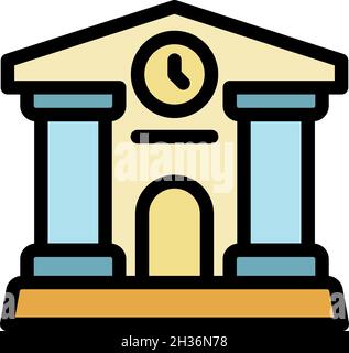 Courthouse icon. Outline courthouse vector icon color flat isolated Stock Vector