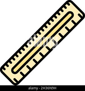 Office ruler icon. Outline office ruler vector icon color flat isolated Stock Vector