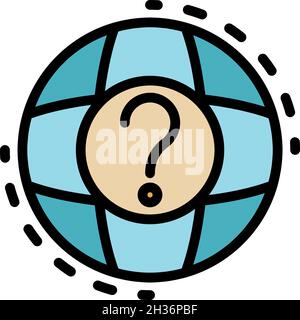 Global question headhunter icon. Outline global question headhunter vector icon color flat isolated Stock Vector
