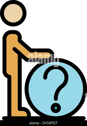 Career question icon. Outline career question vector icon color flat isolated Stock Vector