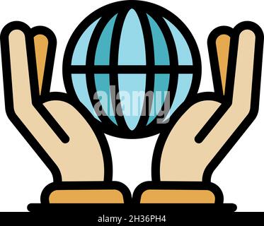 Keep global headhunter icon. Outline keep global headhunter vector icon color flat isolated Stock Vector