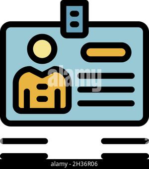 Id recruiter card icon. Outline id recruiter card vector icon color flat isolated Stock Vector
