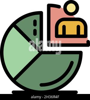 Pie chart recruiter icon. Outline pie chart recruiter vector icon color flat isolated Stock Vector