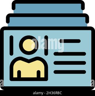 Id card recruiter icon. Outline id card recruiter vector icon color flat isolated Stock Vector