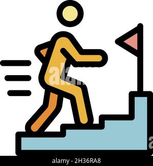 Recruiter stairs work icon. Outline recruiter stairs work vector icon color flat isolated Stock Vector