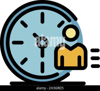 Recruiter time work icon. Outline recruiter time work vector icon color flat isolated Stock Vector