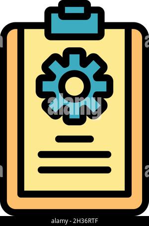 Blank with cog wheel icon. Outline blank with cog wheel vector icon color flat isolated Stock Vector