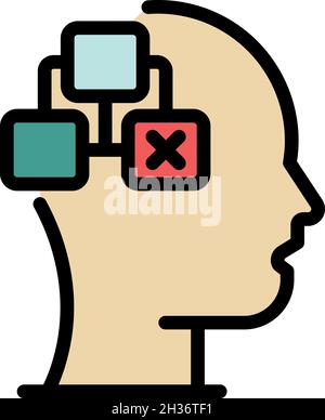 Catalog tree in the head icon. Outline catalog tree in the head vector icon color flat isolated Stock Vector