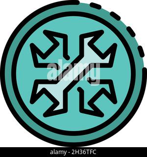 Wrench in the circle icon. Outline wrench in the circle vector icon color flat isolated Stock Vector