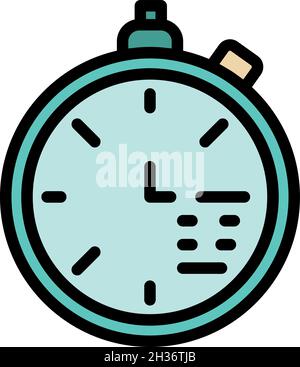 Code in the clock icon. Outline code in the clock vector icon color flat isolated Stock Vector