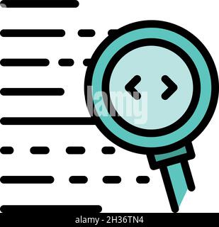 Search code icon. Outline search code vector icon color flat isolated Stock Vector