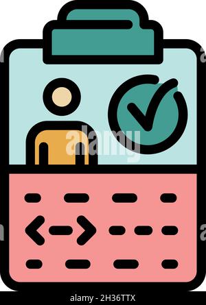 Clipboard with coding man icon. Outline clipboard with coding man vector icon color flat isolated Stock Vector