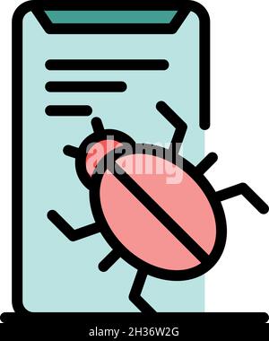 Bug in the app icon. Outline Bug in the app vector icon color flat isolated Stock Vector