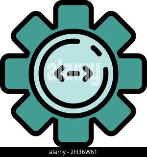 Code in circle cogwheel icon. Outline code in circle cogwheel vector icon color flat isolated Stock Vector