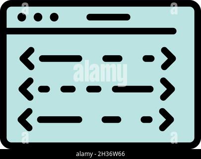 Coding application icon. Outline coding application vector icon color flat isolated Stock Vector