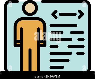 Man and window with code icon. Outline man and window with code vector icon color flat isolated Stock Vector