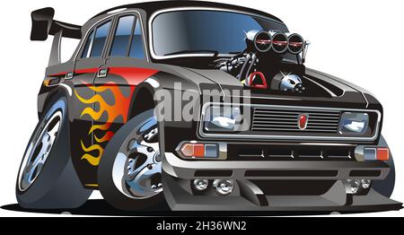 Cartoon retro hot-rod isolated on white background. Available EPS-8 vector format separated by groups and layers for easy edit Stock Vector