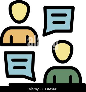 Online communication of two icon. Outline online communication of two vector icon color flat isolated Stock Vector