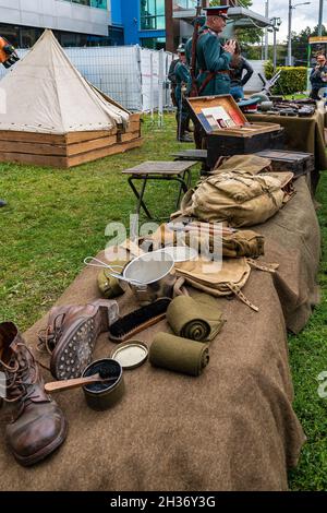 BRNO, CZECH REPUBLIC - Aug 28, 2021: The exhibition of historical equipment of the army and police during the First Republic in the Czech Republic. Stock Photo