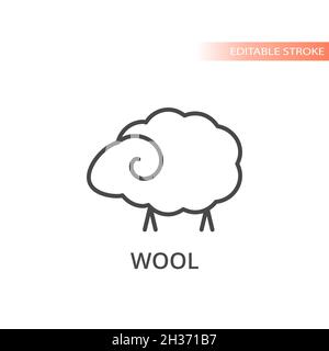 Sheep or wool line vector icon. Outline, editable stroke. Stock Vector