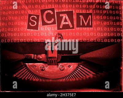 Scam, Typewriter, Technology, Retrofuturism Stock Photo
