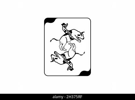 Wild Rodeo line art illustration design Stock Vector