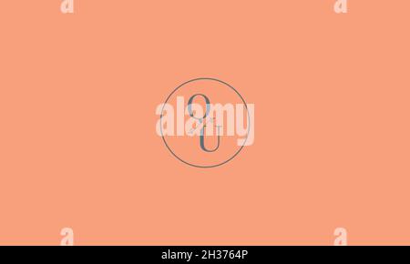 LETTERS QU LOGO DESIGN WITH NEGATIVE SPACE EFFECT FOR ILLUSTRATION USE Stock Vector
