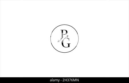 LETTERS PG LOGO DESIGN WITH NEGATIVE SPACE EFFECT FOR ILLUSTRATION USE Stock Vector
