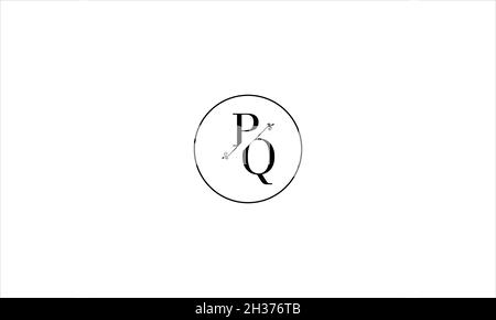 LETTERS PQ LOGO DESIGN WITH NEGATIVE SPACE EFFECT FOR ILLUSTRATION USE Stock Vector