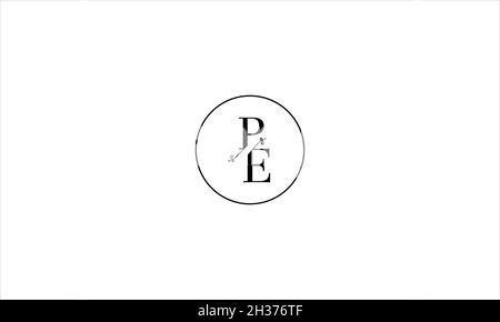 LETTERS PE LOGO DESIGN WITH NEGATIVE SPACE EFFECT FOR ILLUSTRATION USE Stock Vector