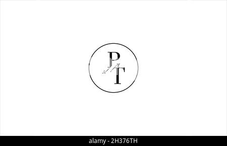 LETTERS PT LOGO DESIGN WITH NEGATIVE SPACE EFFECT FOR ILLUSTRATION USE Stock Vector