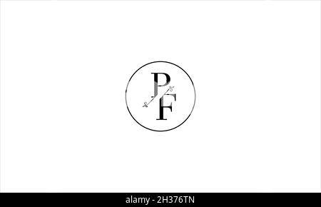 LETTERS PF LOGO DESIGN WITH NEGATIVE SPACE EFFECT FOR ILLUSTRATION USE Stock Vector